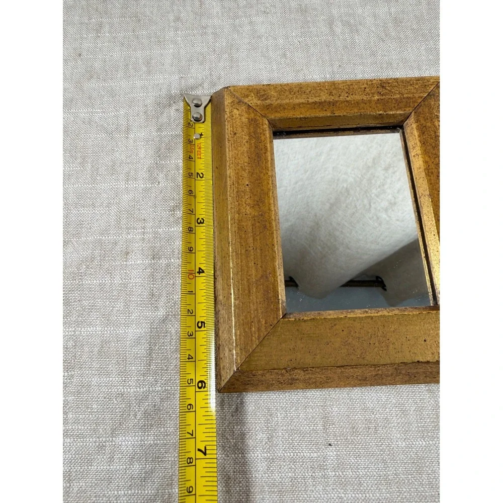 Vintage Gold Wood Tabletop Mirror Small Gilt Vanity Frame French Country